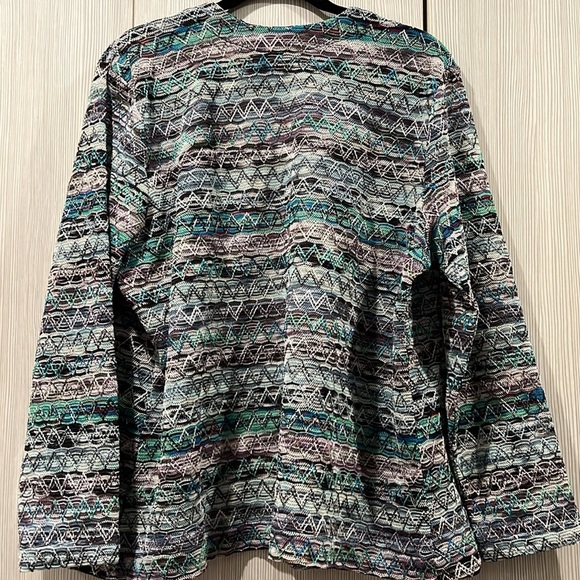 Coldwater Creek Open Knit Cardigan | Turquoise Multi Marled | Size Large - Picture 2 of 8